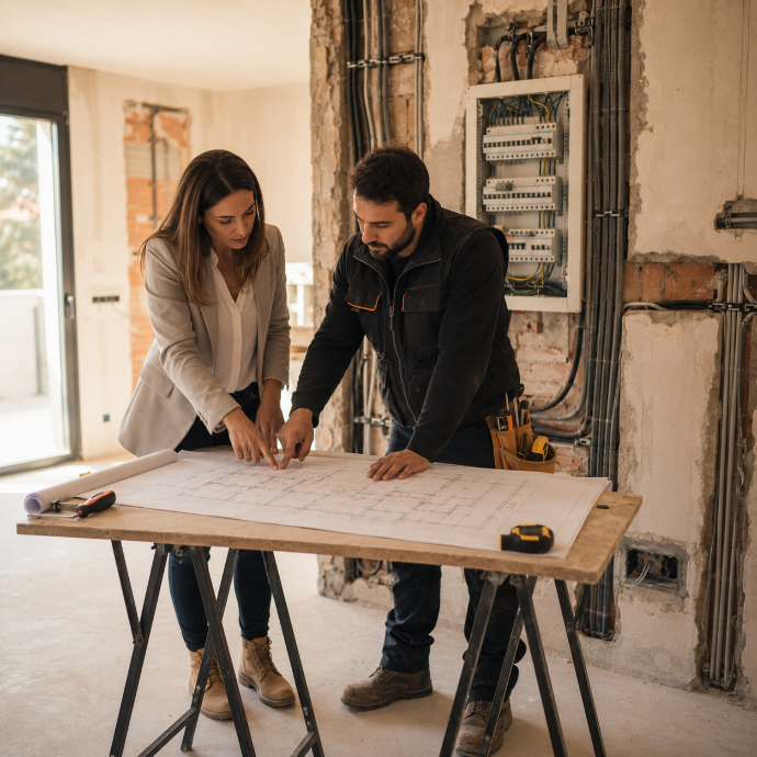 Electricidad Najerilla coordinando una instalación con arquitectos e ingenieros
